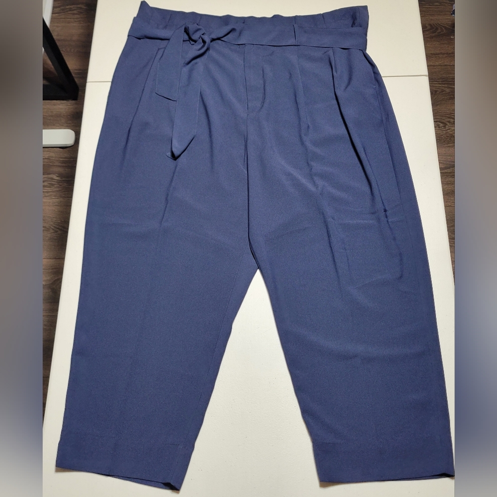 Madewell Wide-Leg Cropped Pants in Navy Blue